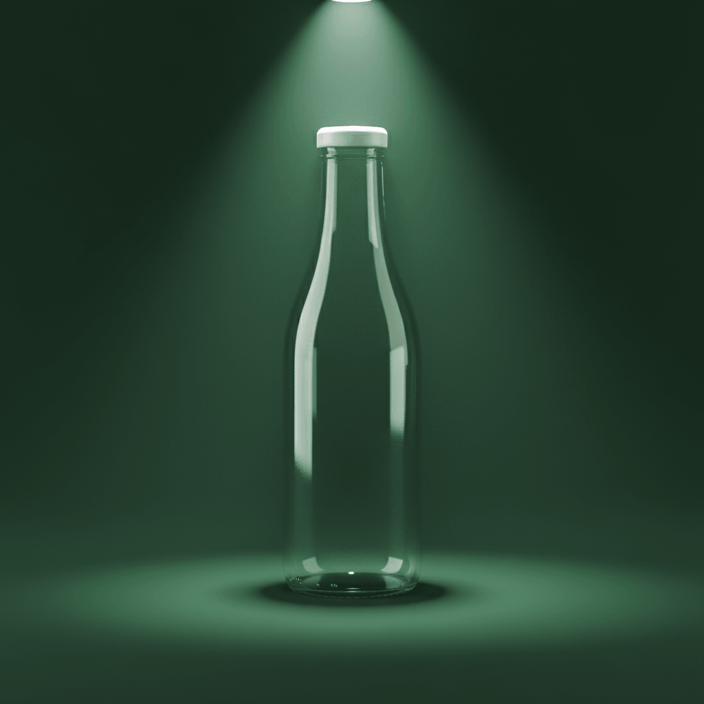 Emerald Mist Fog Bottle AI product photo prompt