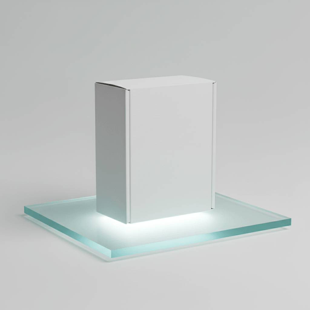 Frosted Underglow Box AI product photo prompt