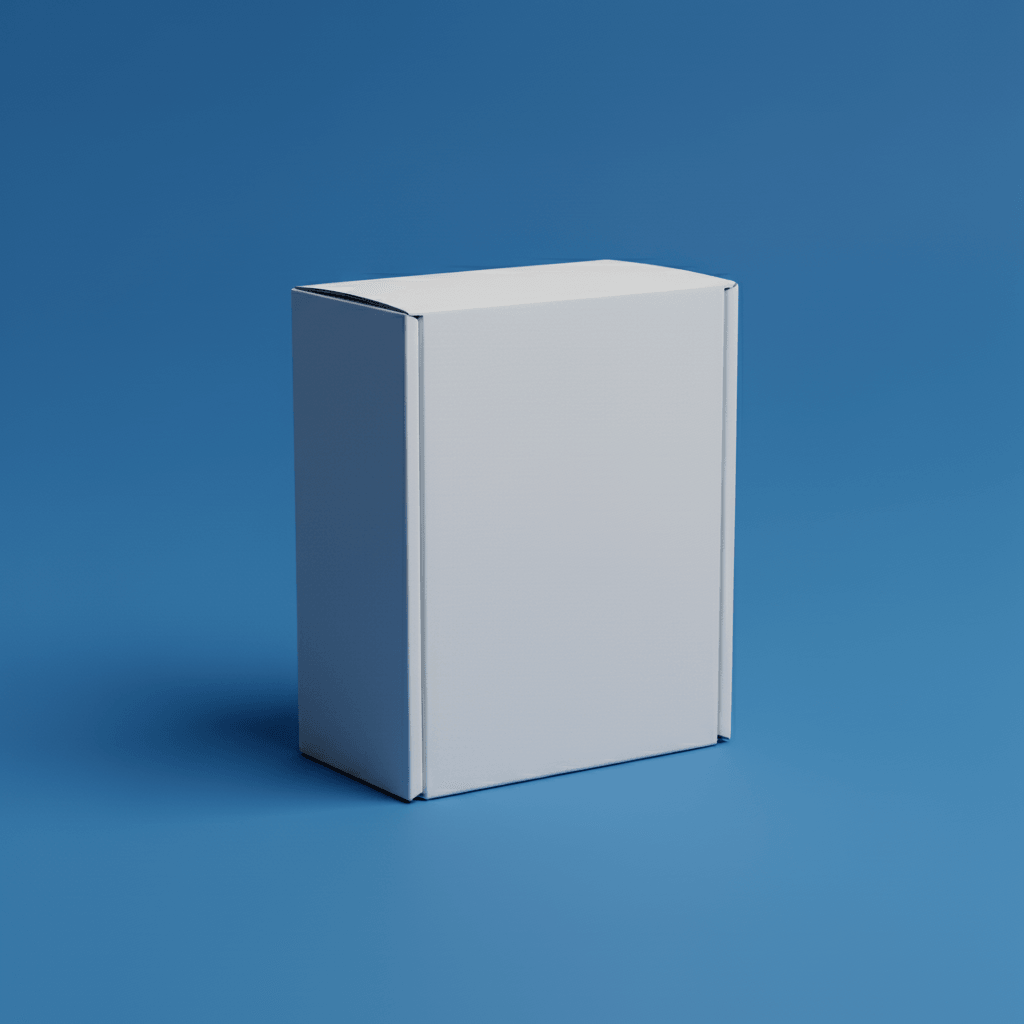 Hard Flash Cobalt Blue Box AI product photo prompt