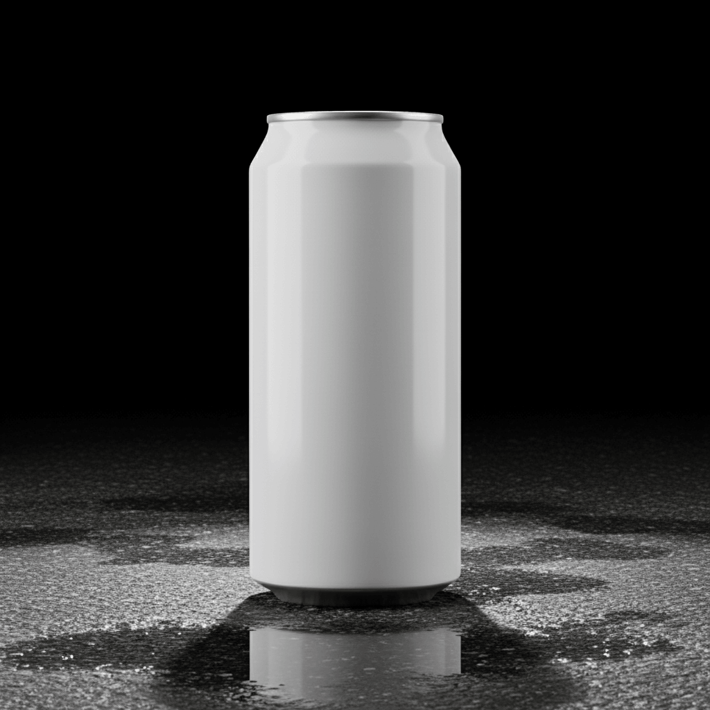 Hard Flash Wet Asphalt Can AI product photo prompt