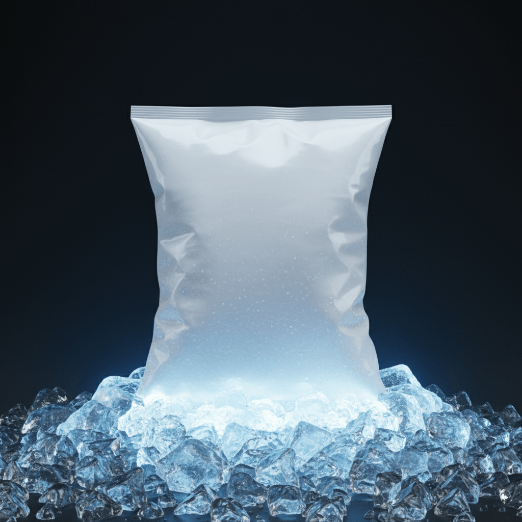 Ice Scatter Bag AI product photo prompt