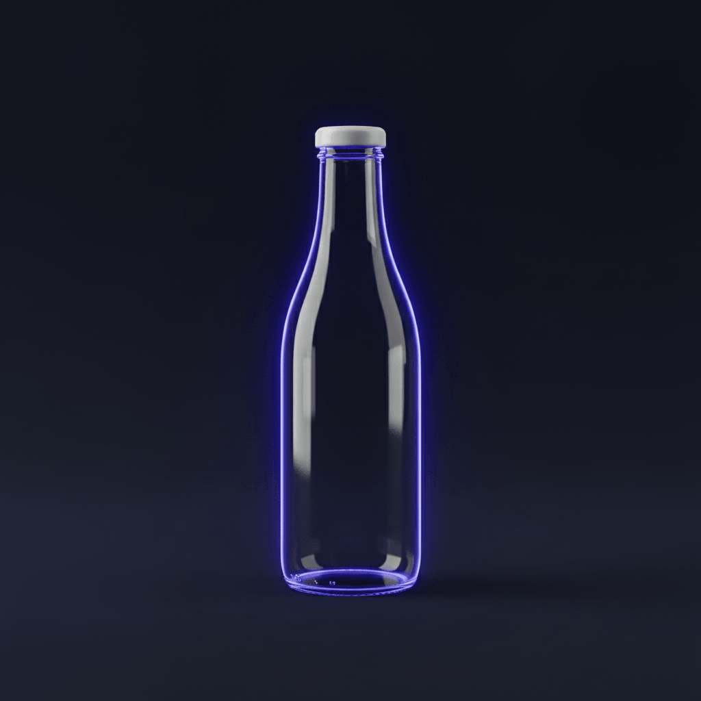 Deep Indigo Backlight Bottle AI product photo prompt