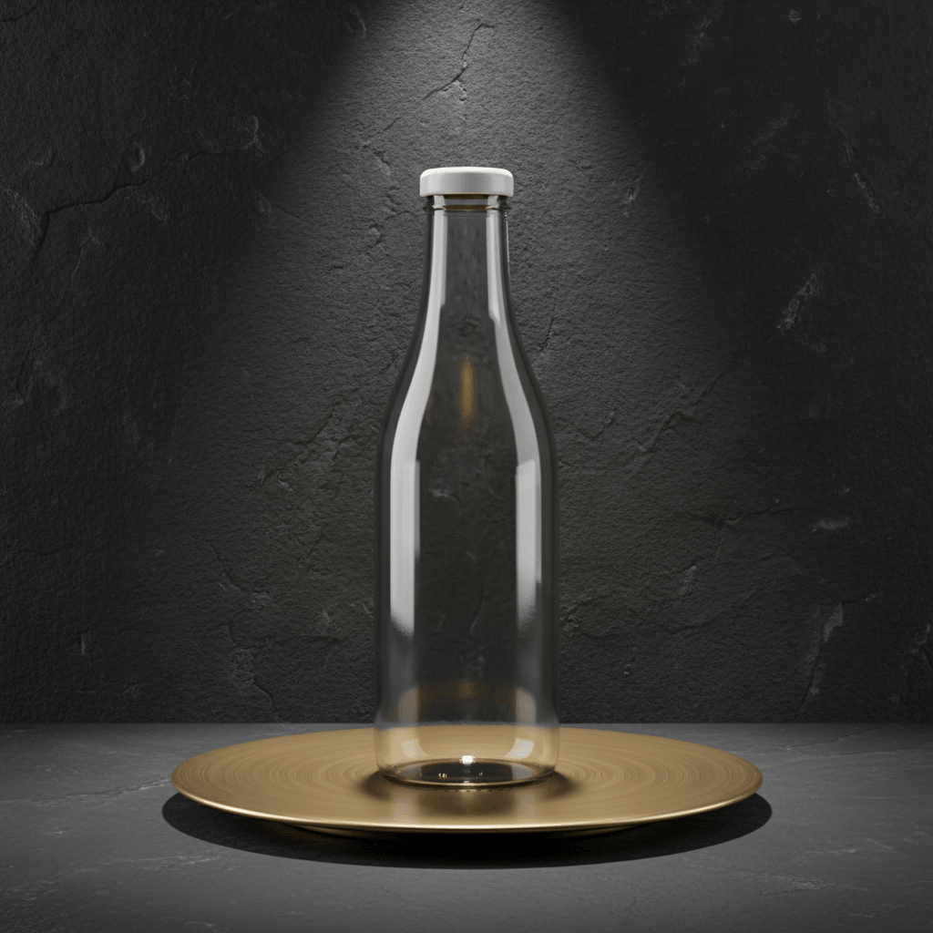 Monolith Brass Plate Bottle AI product photo prompt