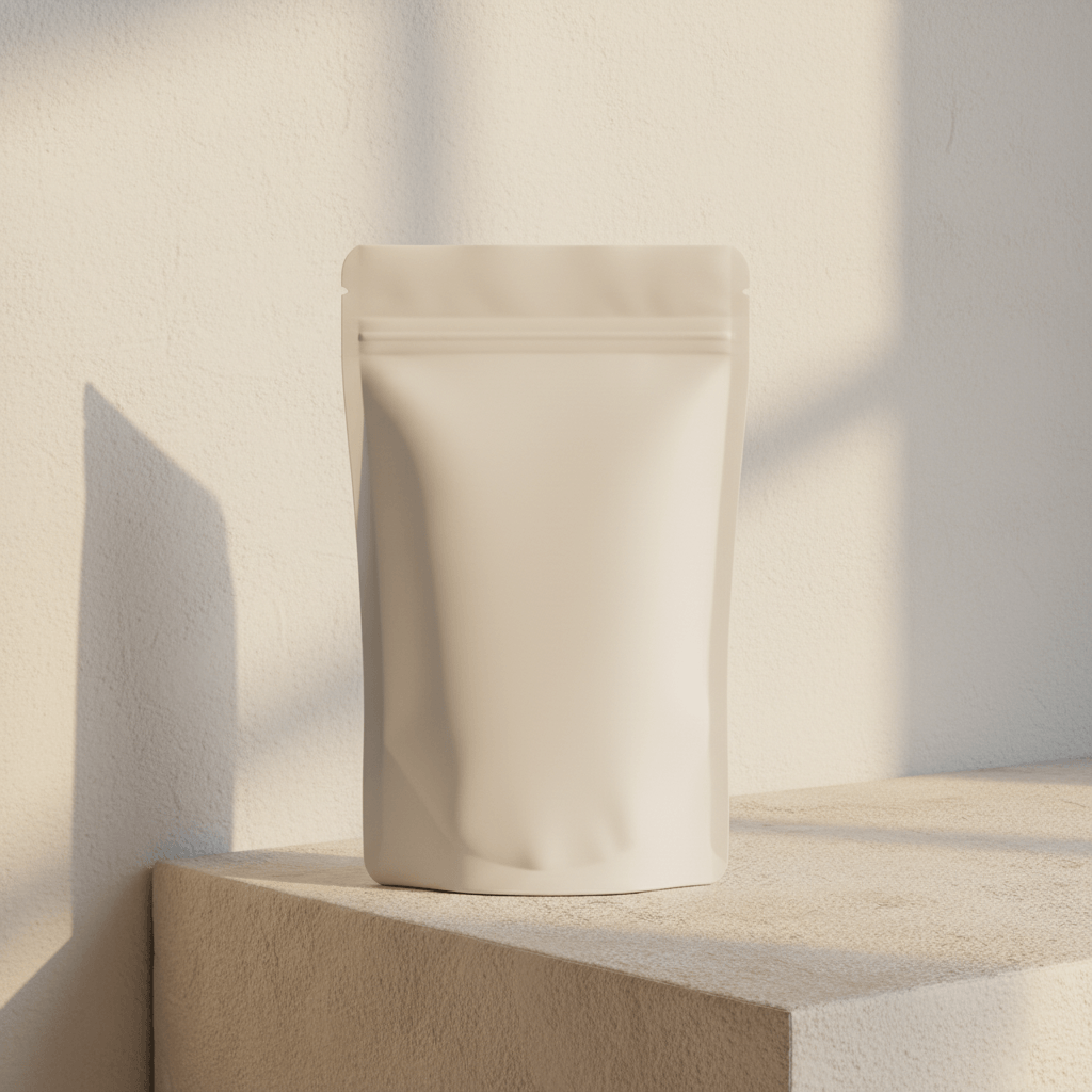 Monolith Limestone Pouch AI product photo prompt