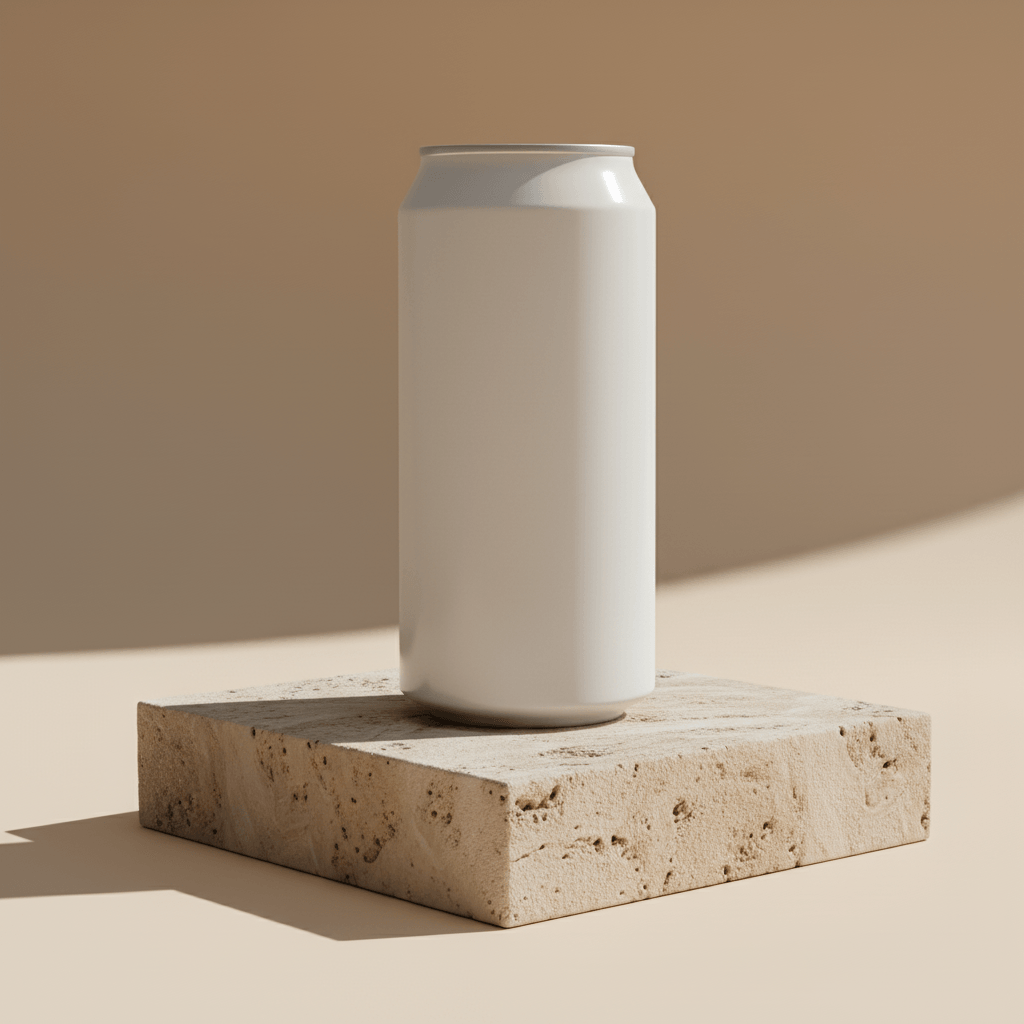 Monolith Travertine Can AI product photo prompt