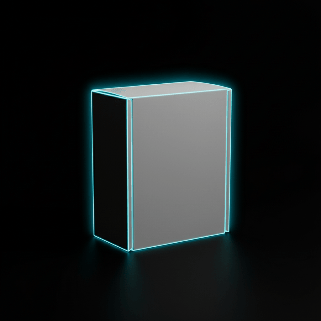 Neon Edge Box AI product photo prompt