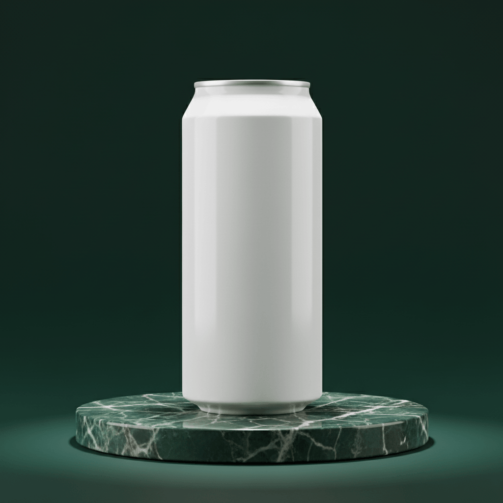 Nocturnal Emerald Can AI product photo prompt