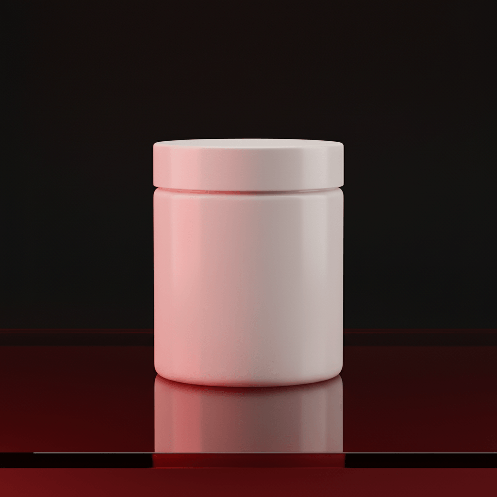 Nocturnal Ruby Glass Jar AI product photo prompt