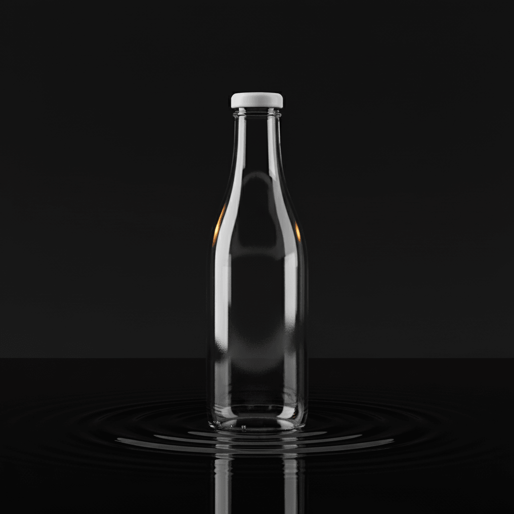 Obsidian Pool Reflection Bottle AI product photo prompt