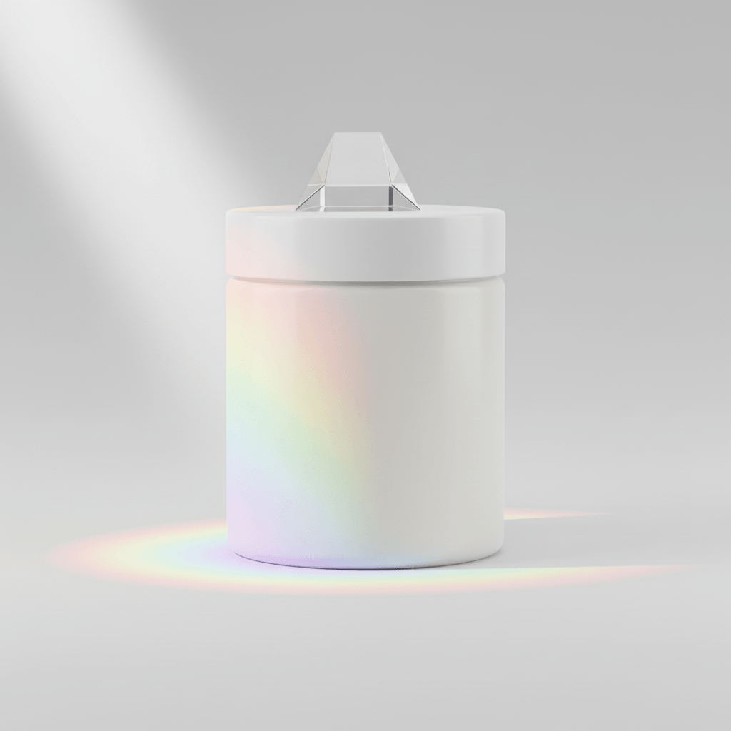Prismatic Spectrum Jar AI product photo prompt