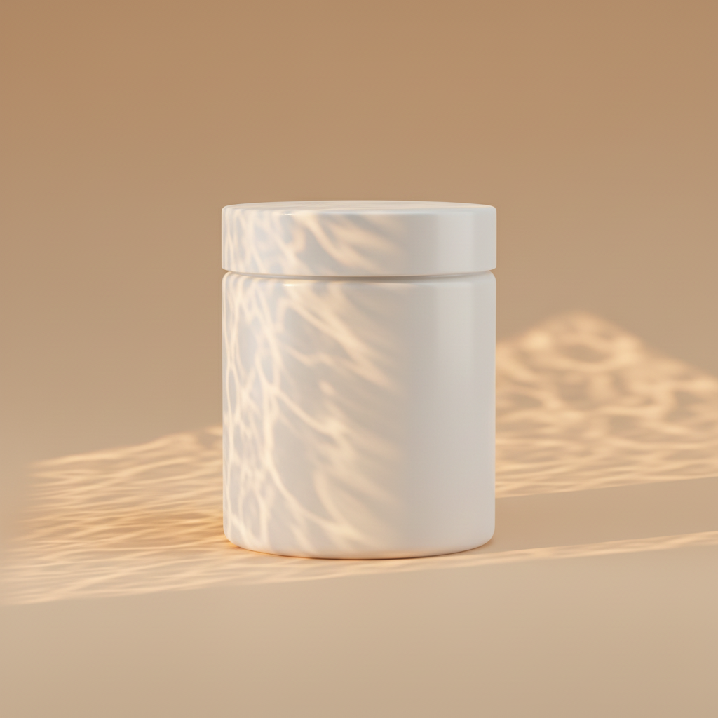 Refractive Amber Fluid Jar AI product photo prompt