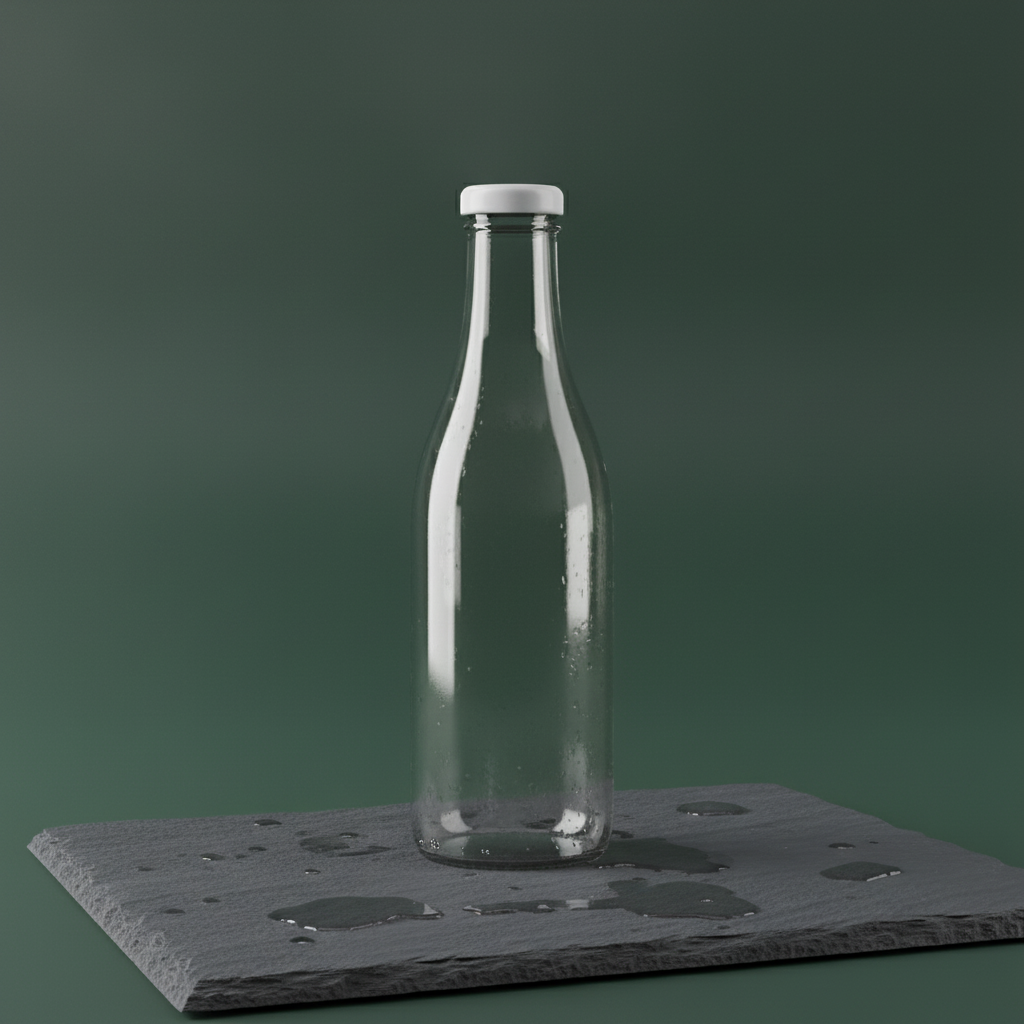 Botanical Misty Morning Bottle AI product photo prompt