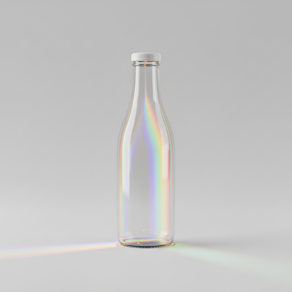 Glass Prism Caustic Bottle AI product photo prompt
