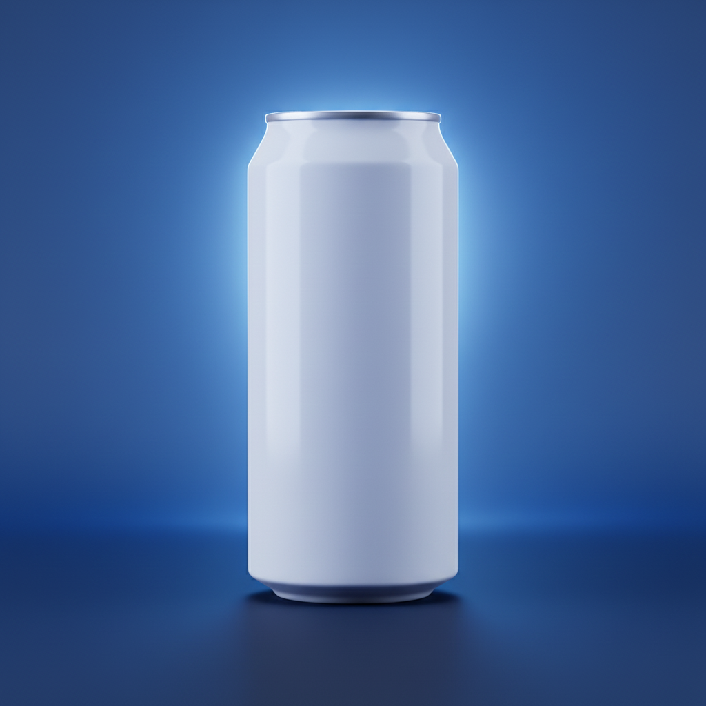 Ethereal Blue Chroma Can AI product photo prompt