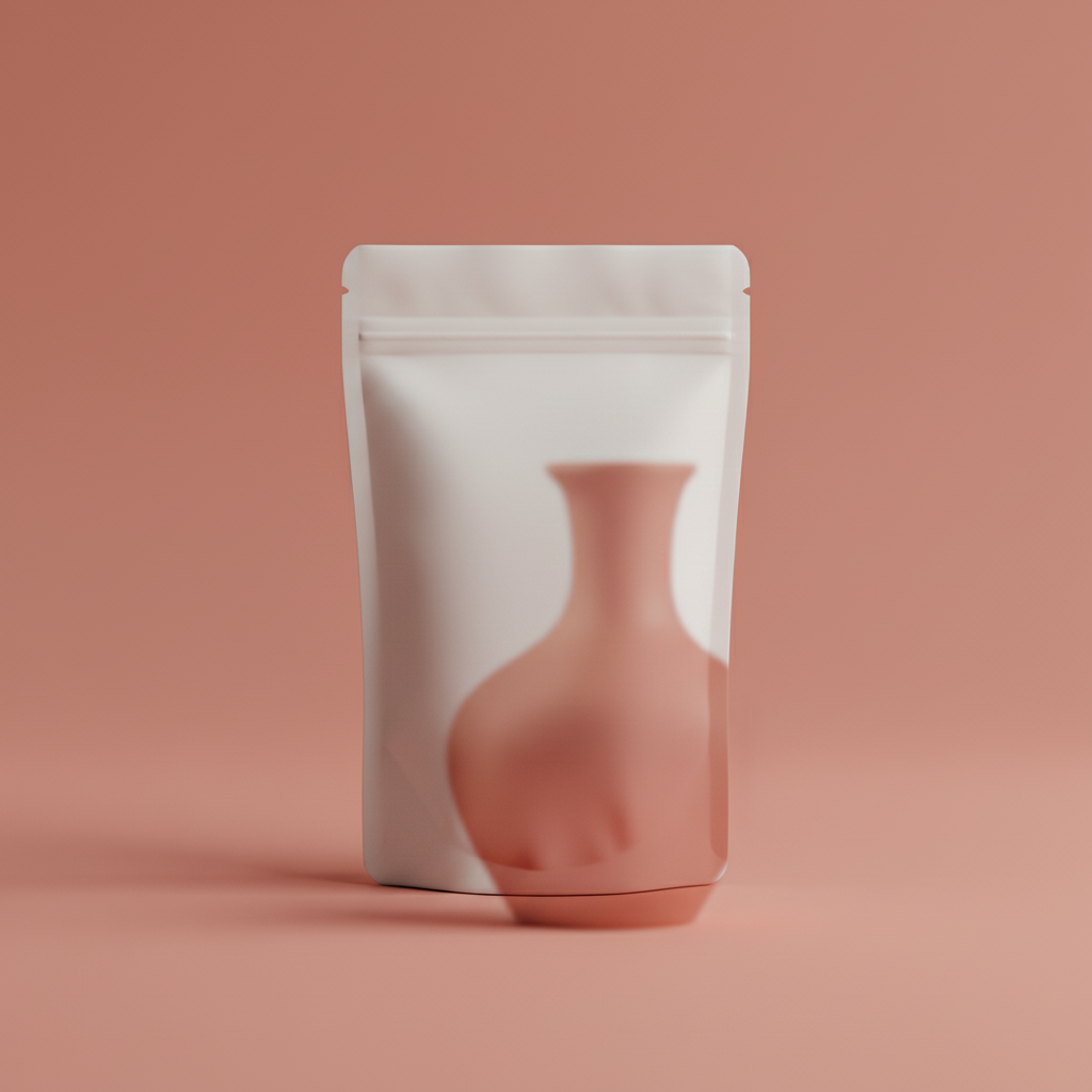 Soft Clay Shadow Pouch AI product photo prompt