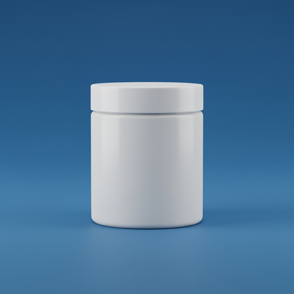 Hard Flash Cobalt Blue Jar AI product photo prompt