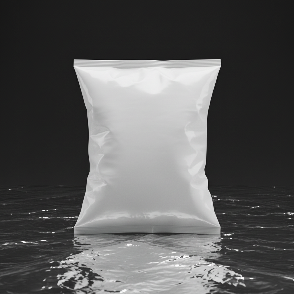 Hard Flash Metallic Silver Bag AI product photo prompt