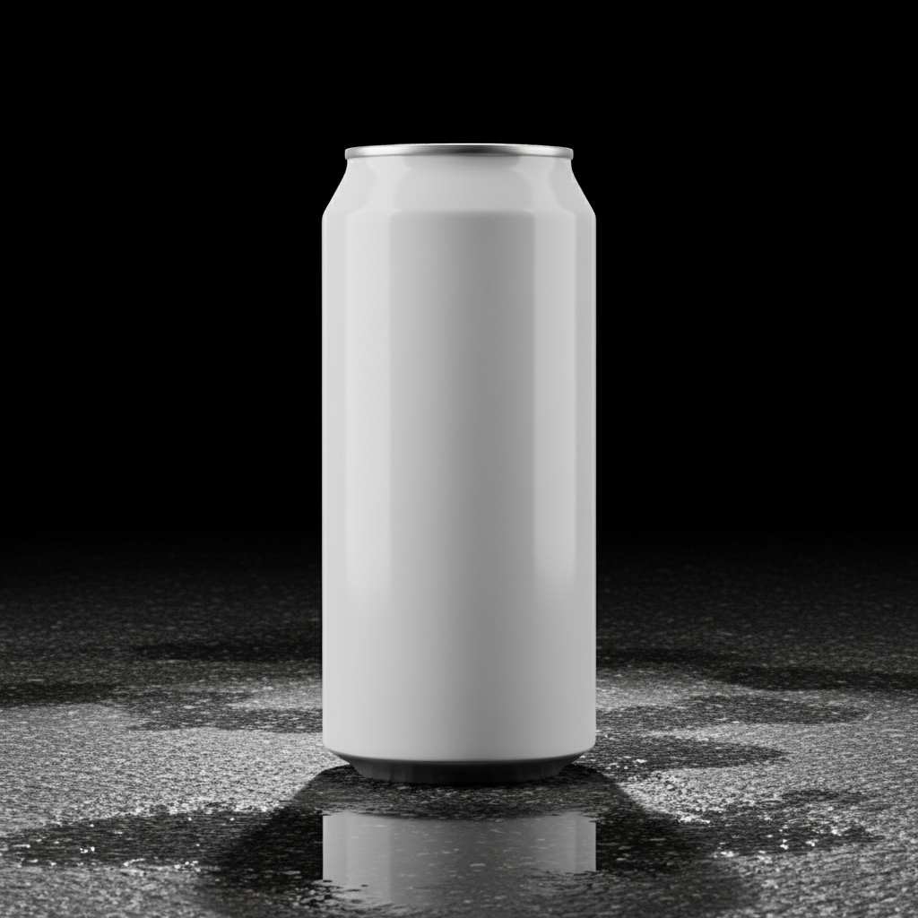 Hard Flash Wet Asphalt Can AI product photo prompt