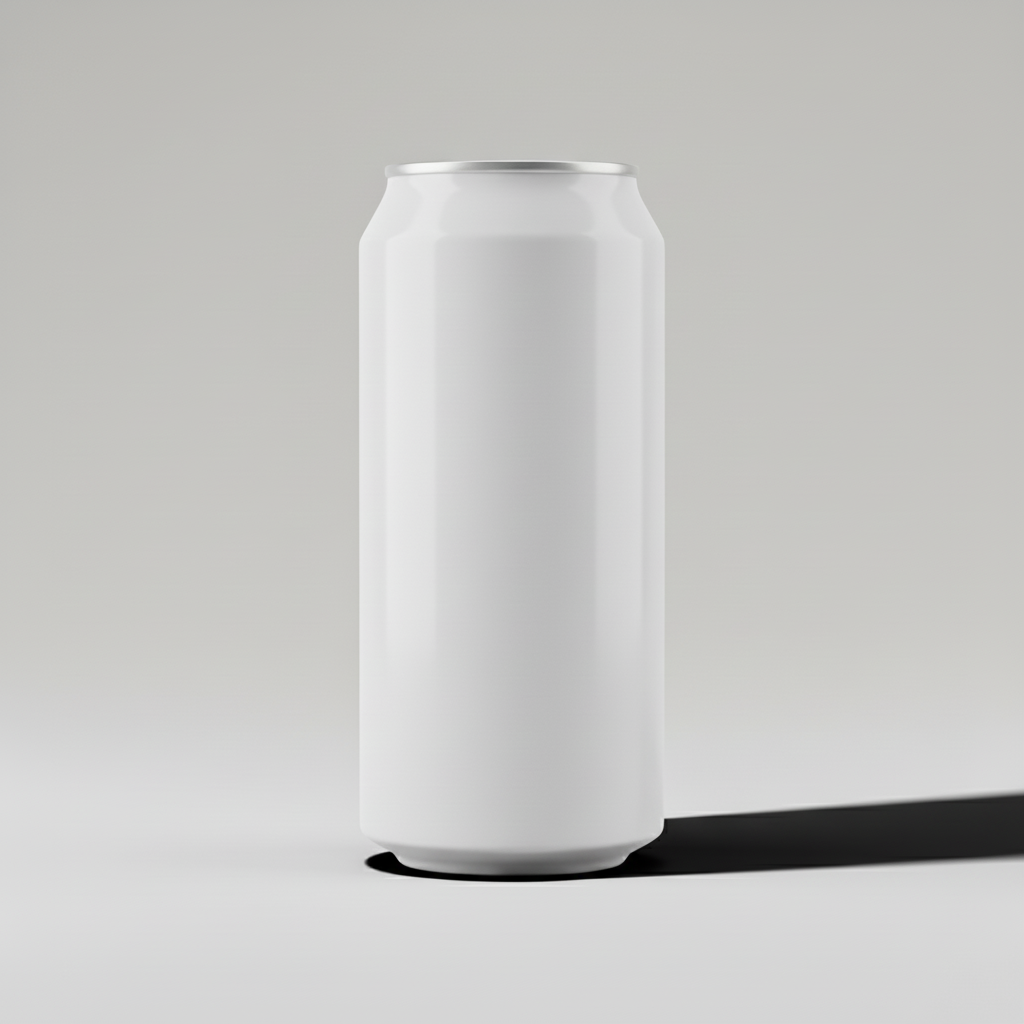 Hard Flash White Seamless Can AI product photo prompt