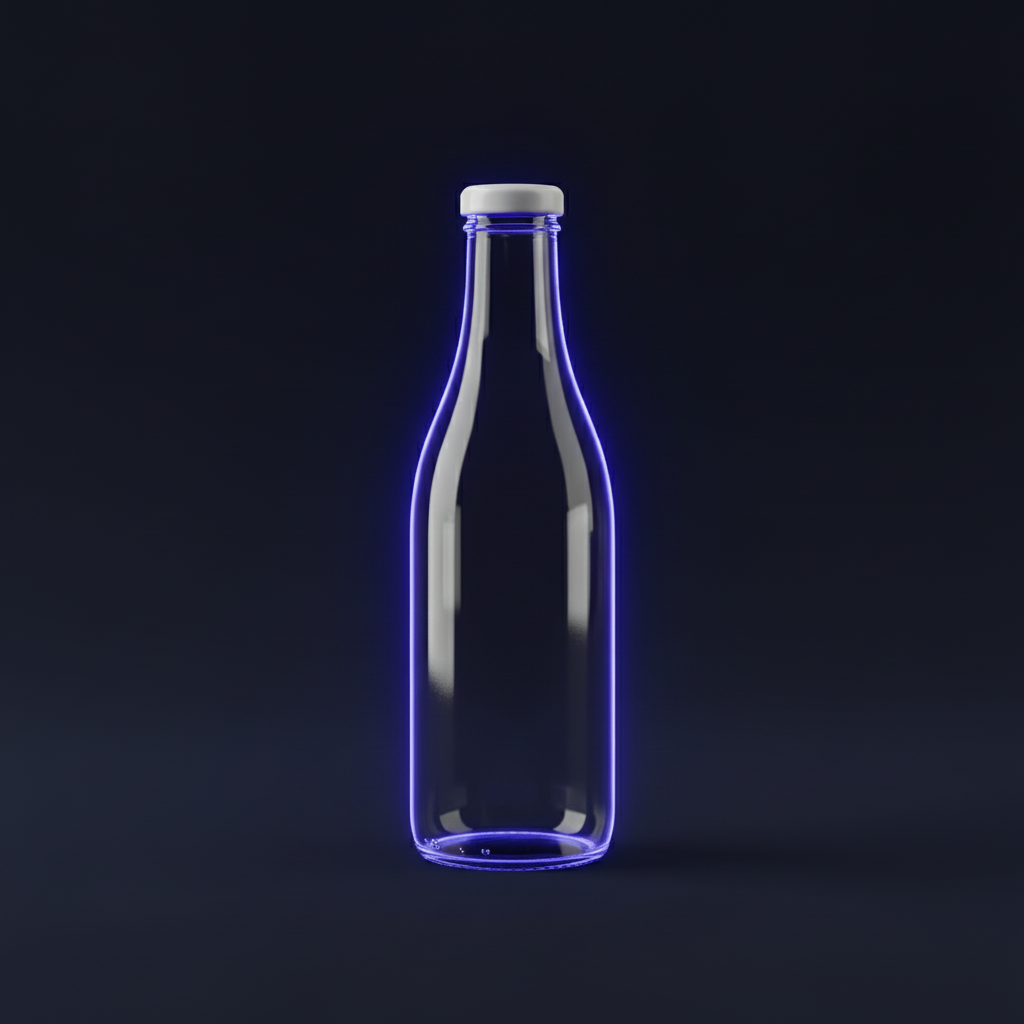 Deep Indigo Backlight Bottle AI product photo prompt
