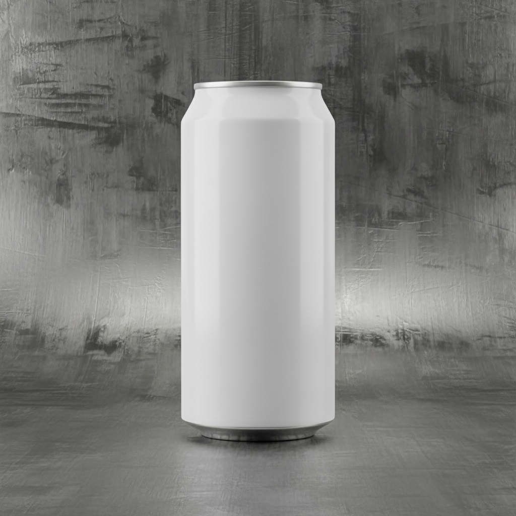 Brushed Steel Industrial Can AI product photo prompt