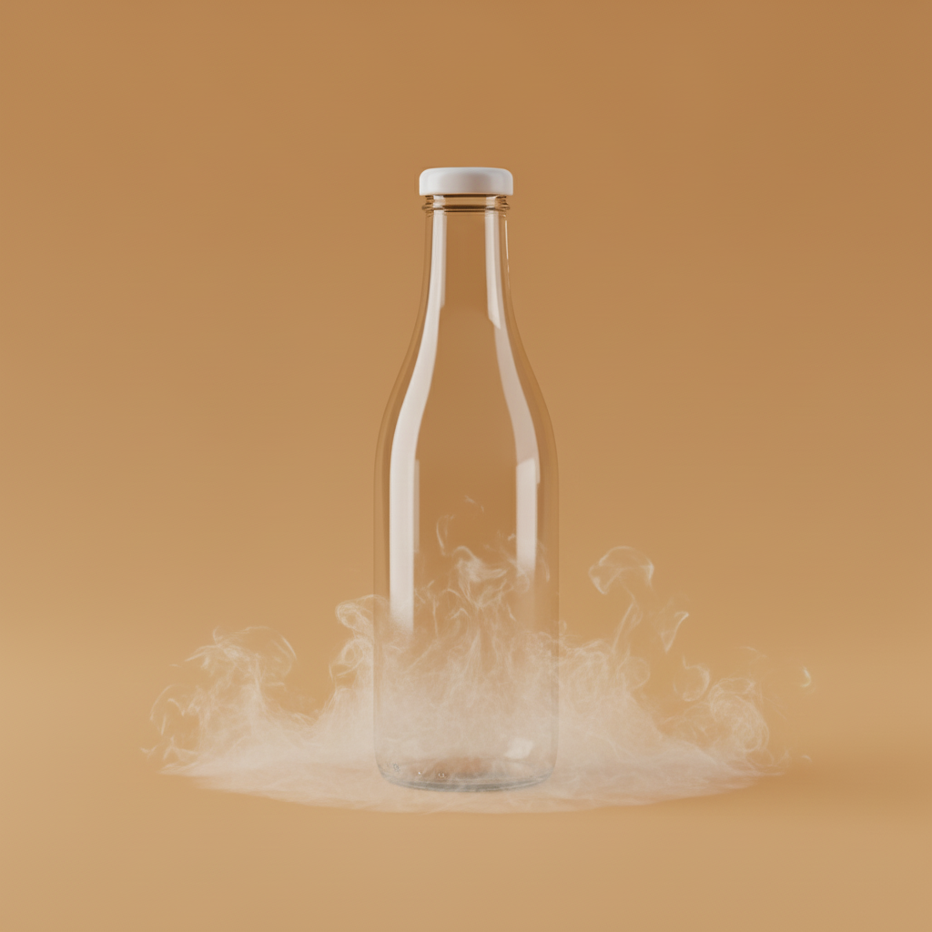 Mirage Heat Haze Bottle AI product photo prompt
