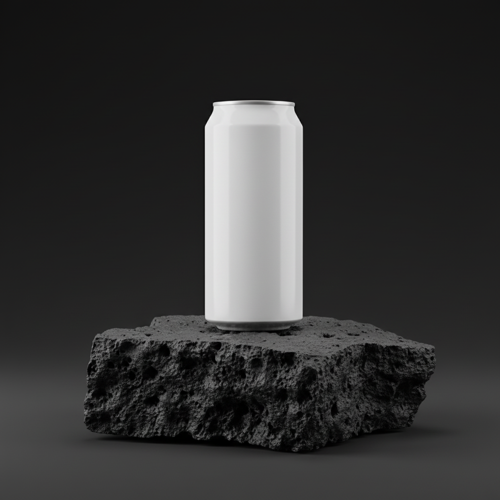 Monolith Lava Rock Can AI product photo prompt