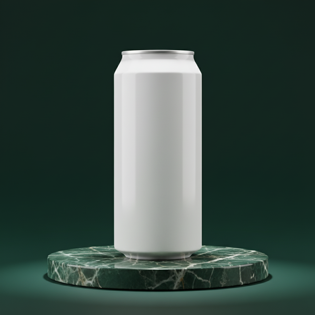 Nocturnal Emerald Can AI product photo prompt