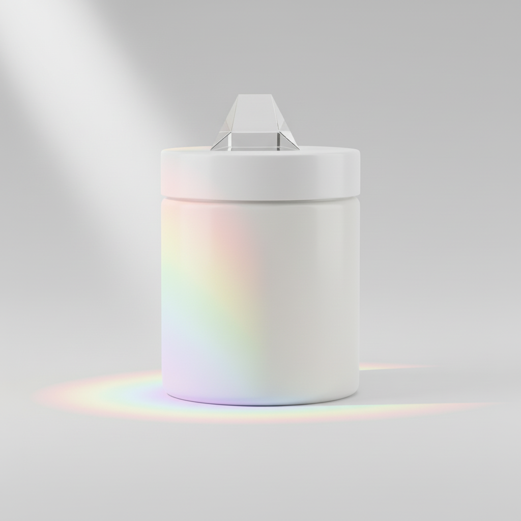 Prismatic Spectrum Jar AI product photo prompt